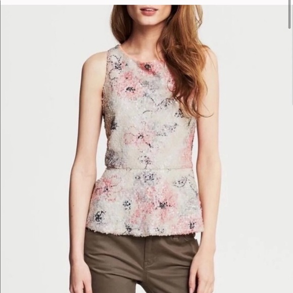 Banana Republic Tops - Banana Republic Sequins Peplum. Floral print.